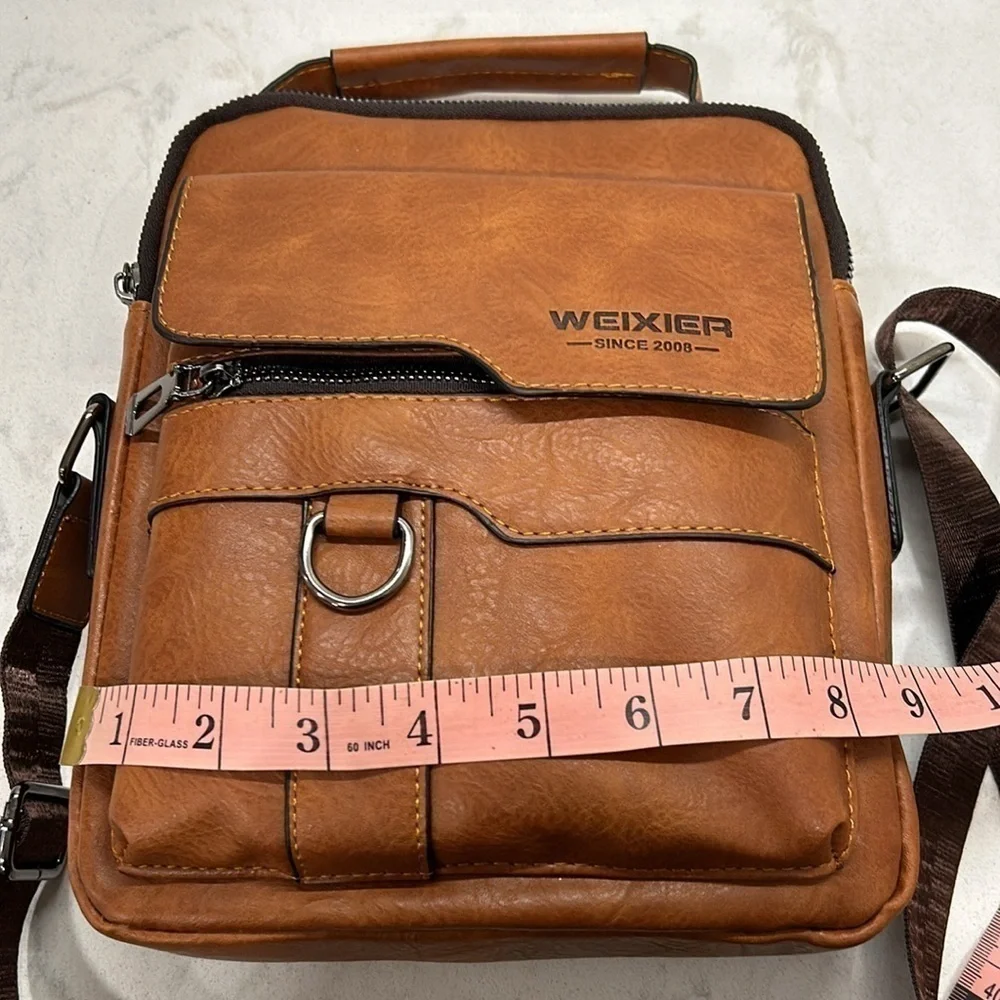 Weixer Crossbody Men’s Shoulder Bag Vintage Leather Vertical Hand Business NWOT